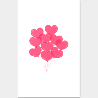 Pink lovely heart balloon Posters and Art